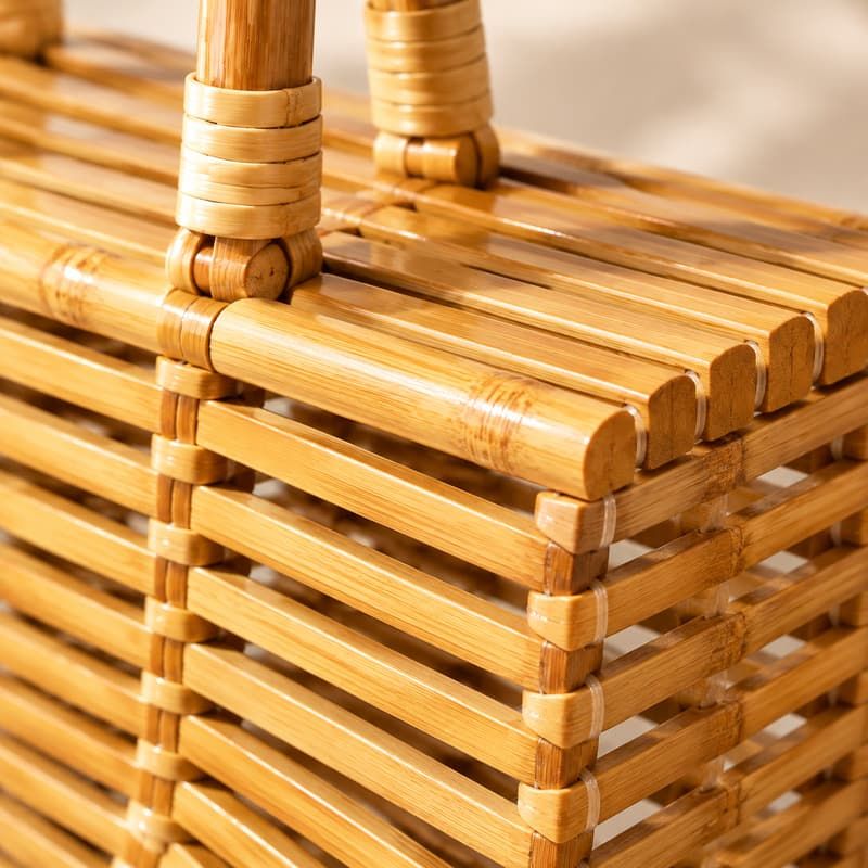 Bolso Cesta Arca Plegable en Bambú Arquitectónico - Macro de puntada Estructura Enlazada en Bambú Carbonizado