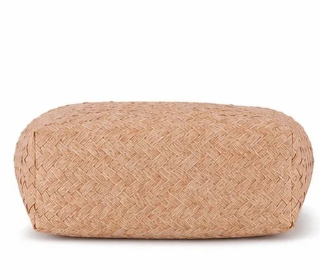 Túi tote giỏ thị trường bằng rơm tự nhiên, có quai da - Cận cảnh mũi Dệt rơm tự nhiên và chế tác da