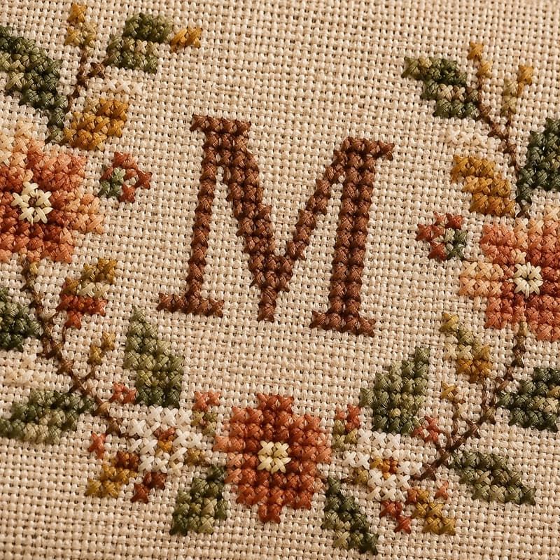 Custom Cross-Stitch Embroidered Canvas Cosmetic Bag - Cross-Stitch stitch macro
