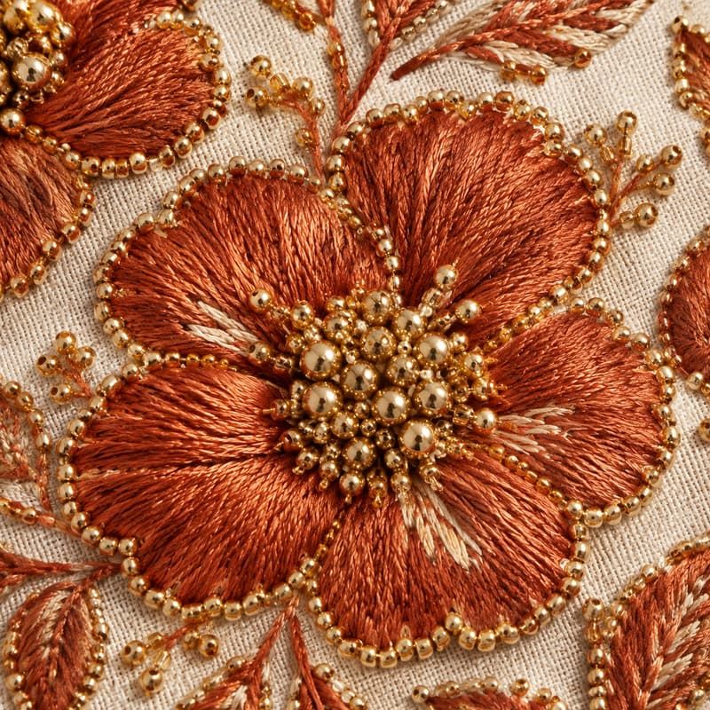 French Bead Embroidered Evening Clutch Bag - French stitch macro